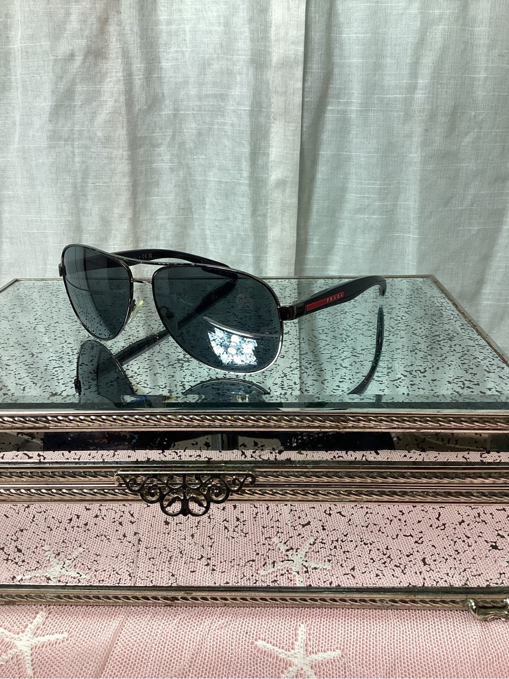 Prada Linea Rossa Men’s SPS 53P Sunglasses- Gun Metal